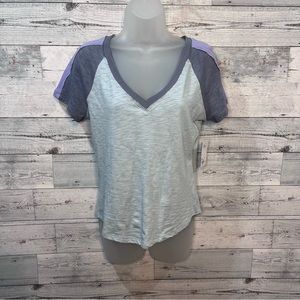 Sonoma Purple Blue Color Block V Neck T Shirt Size M